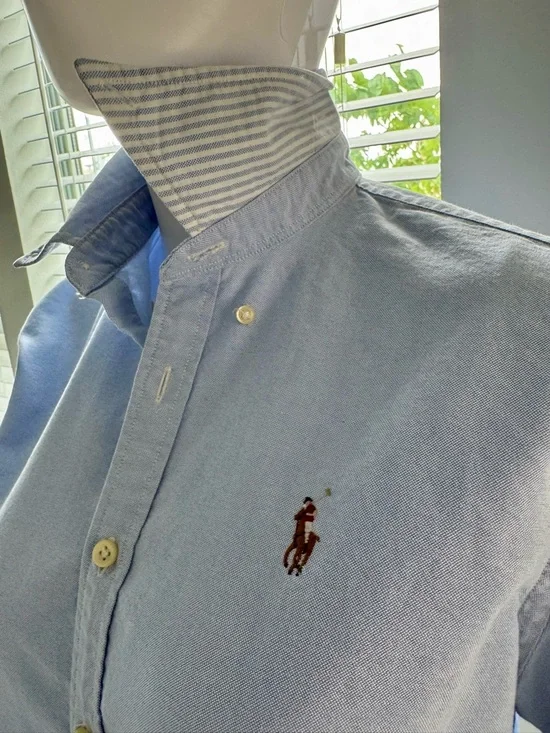 Polo Ralph Lauren. Women's Oxford Cotton Shirt, Size 10. Light Blue. Features - Picture 11 of 16
